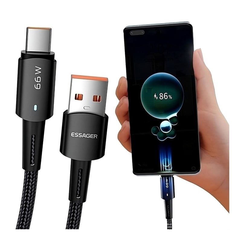 Дата кабель USB 2.0 AM to USB-C 0.5m 6A Essager (EXCT-CGB01) - фото 3