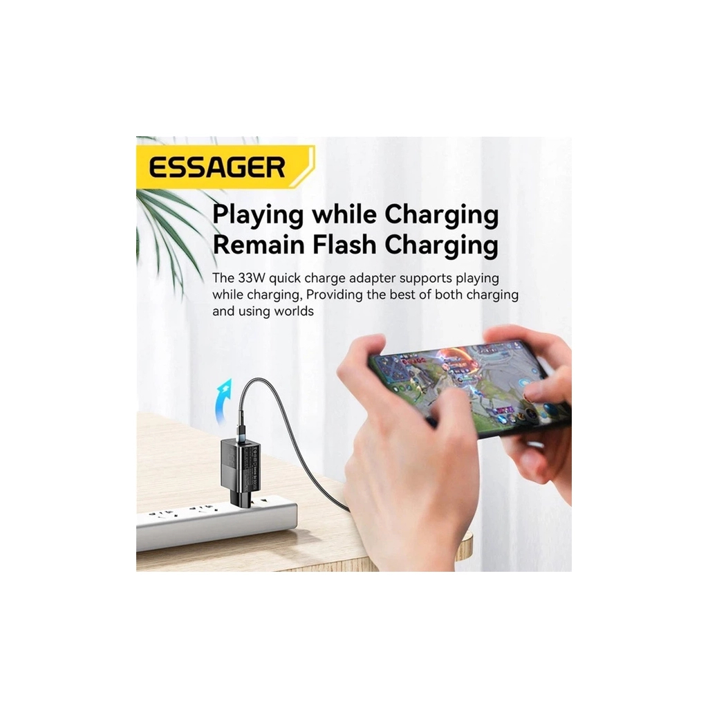 Зарядний пристрій 1xUSB-C + 1xUSB 33W Essager (ECTAC-PCB01-P) - фото 6 Зарядний пристрій 1xUSB-C + 1xUSB 33W Essager (ECTAC-PCB01-P) - фото 6