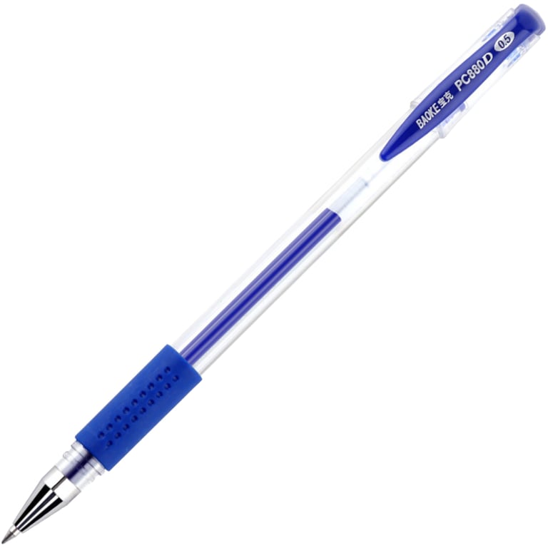 Ручка гелева Baoke 0.5 мм, з грипом, синя, 12 шт (PC880D/F-blue) - фото 1