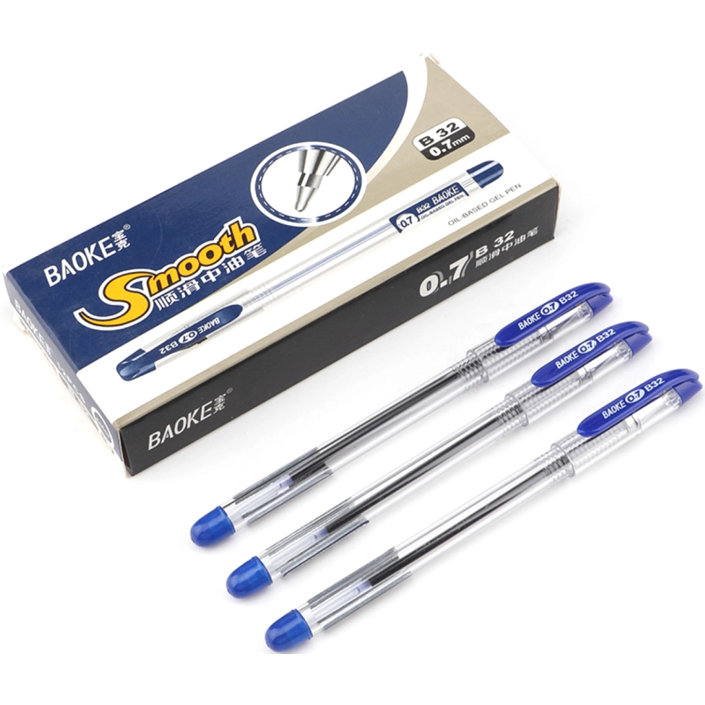 Ручка масляна Baoke Smooth 0.7 мм, з грипом синя, 12 шт (B32-blue) - фото 1