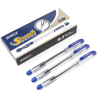 Ручка масляна Baoke Smooth 0.7 мм, з грипом синя, 12 шт (B32-blue) - фото 1