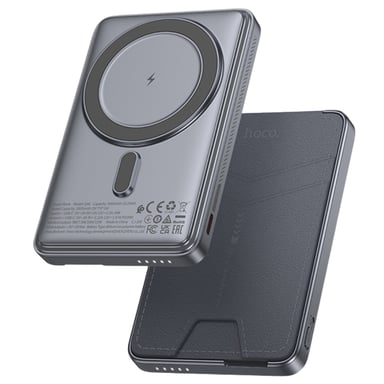 Батарея універсальна HOCO 5000mAh Title PD/20W Magnetic with stand + mini wallet Grey (Q46 / 714988) - фото 1