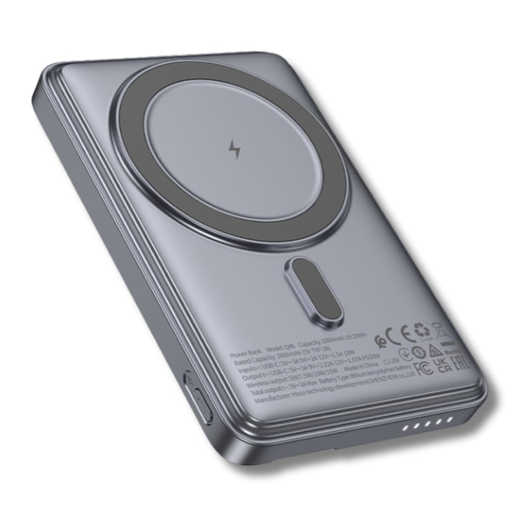 Батарея універсальна HOCO 5000mAh Title PD/20W Magnetic with stand + mini wallet Grey (Q46 / 714988) - фото 4