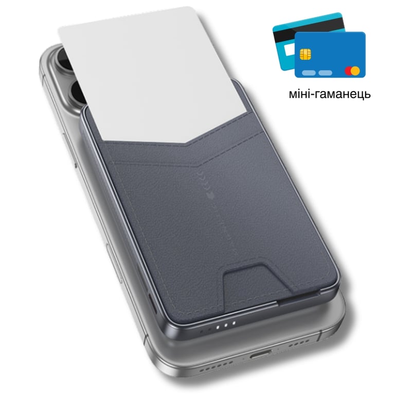 Батарея універсальна HOCO 5000mAh Title PD/20W Magnetic with stand + mini wallet Grey (Q46 / 714988) - фото 5