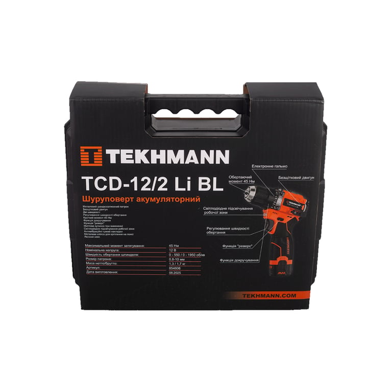 Шуруповерт Tekhmann TCD-12/2 Li BL, 12V, 2x1.5Ah (854606) - фото 10