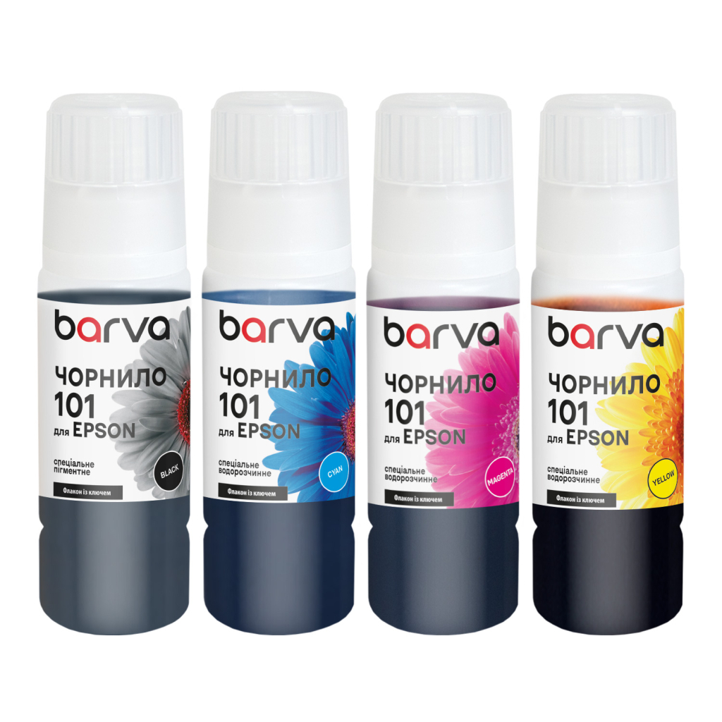 Чорнило Barva Epson 101 4х70 мл, pigm BK/C/M/Y OneKey special (E101-070-MP) - фото 1