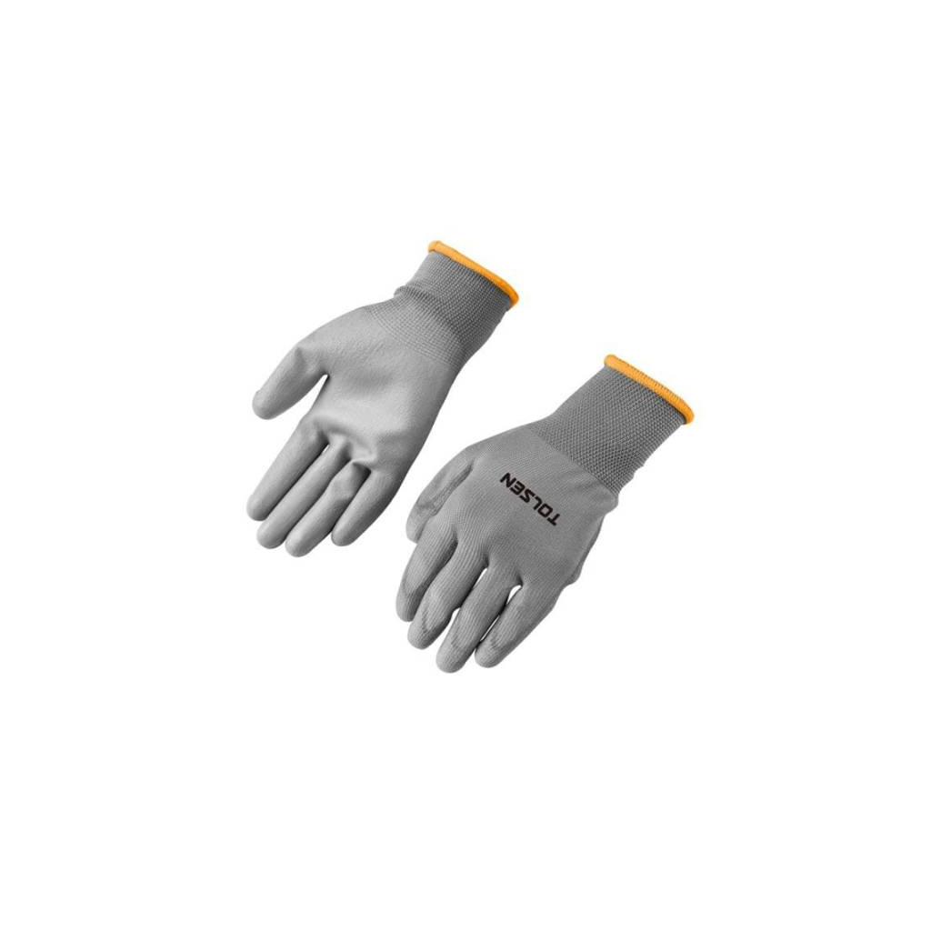 Захисні рукавиці Tolsen поліестер з ПУ покриттям сірі L (9) (45503) - фото 1