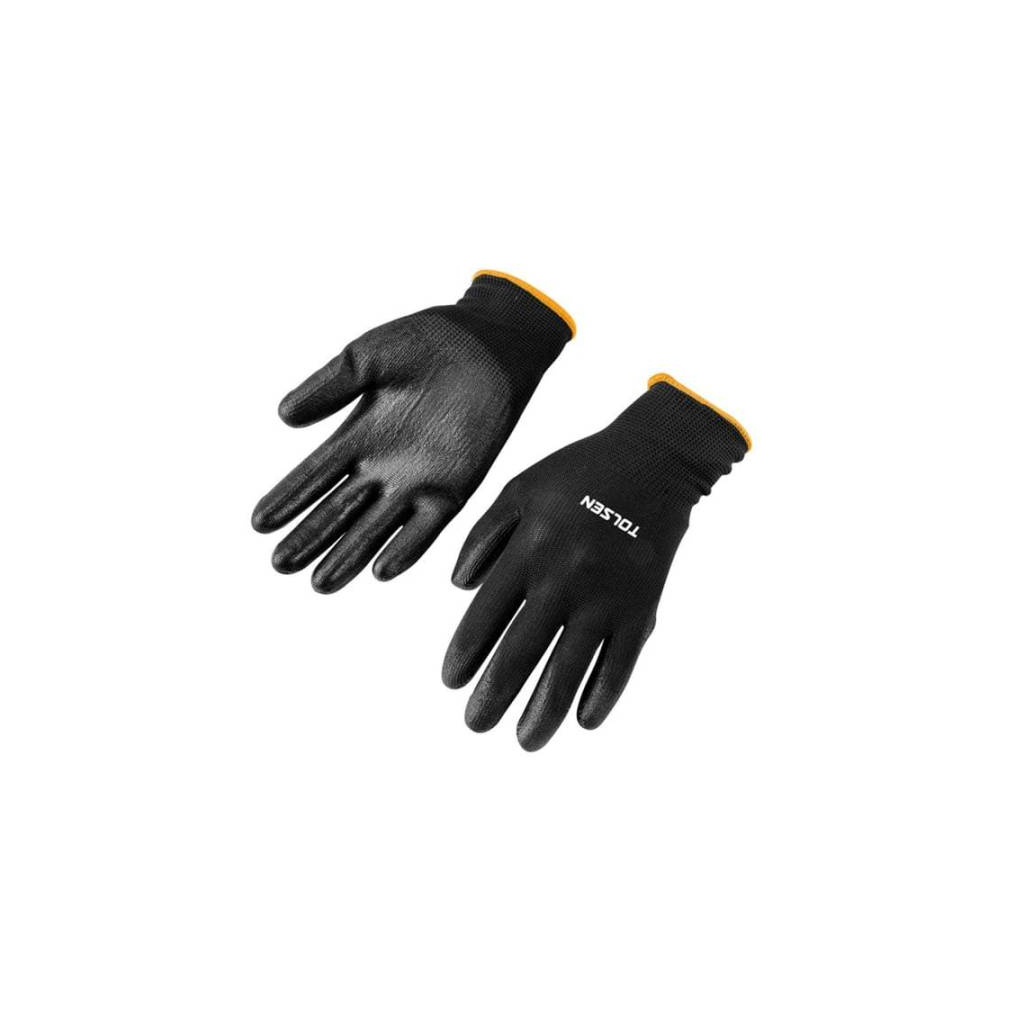 Захисні рукавиці Tolsen поліестер з ПУ покриттям чорні XL (10) (45507) - фото 1