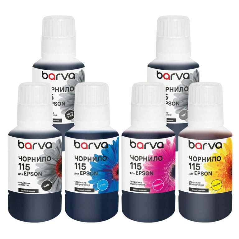 Чорнило Barva Epson 115 6×140 мл, secial OneKey, PB/C/M/Y/GY+pigmented BK (E115-140-MP)