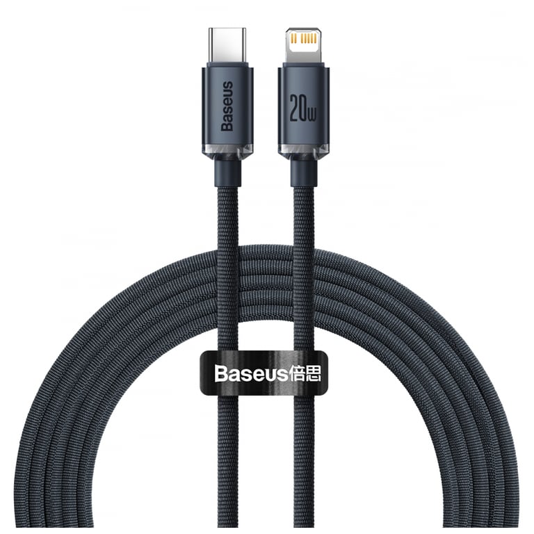 Дата кабель USB-C to Lightning 2.0m 20W Crystal Shine Series black Baseus (CAJY000301) - фото 1