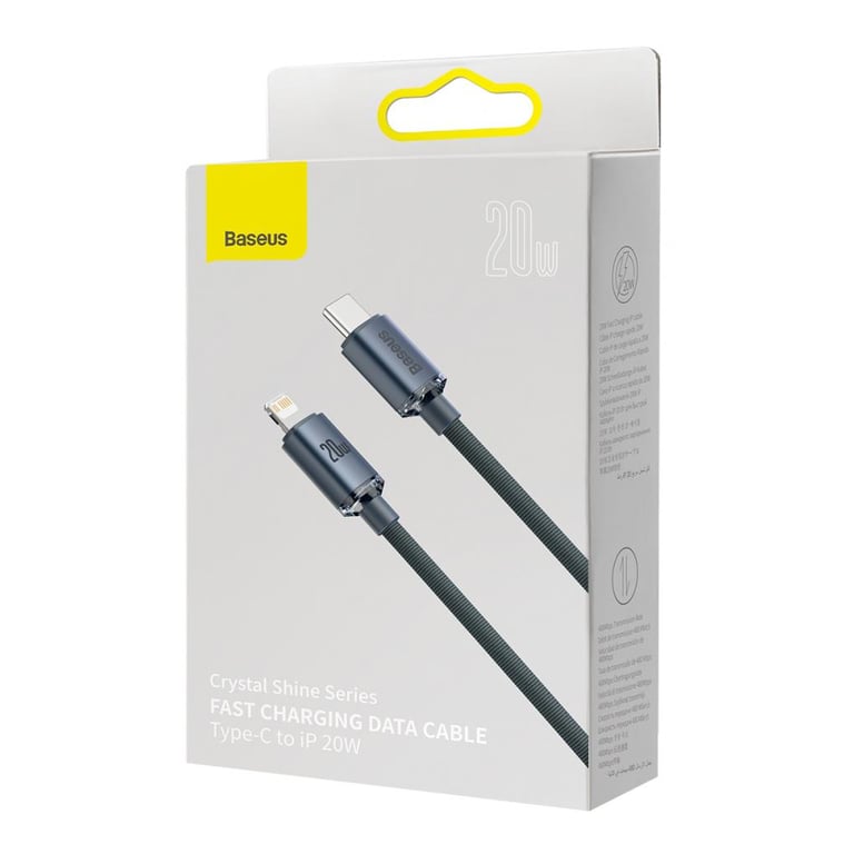 Дата кабель USB-C to Lightning 2.0m 20W Crystal Shine Series black Baseus (CAJY000301) - фото 4