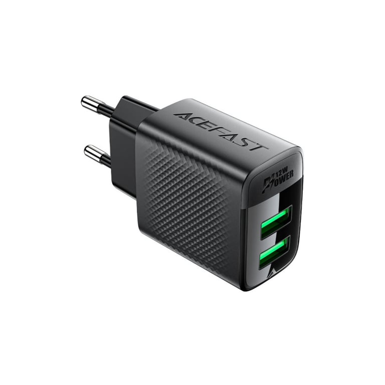 Зарядний пристрій Acefast 2xUSB 12W A86 black (6974316283270) - фото 2
