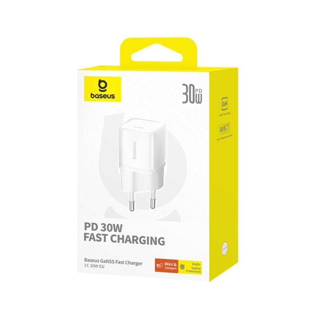 Зарядний пристрій Baseus 1xUSB-C 30W GaN5S white (P10162504213-00) - фото 6 Зарядний пристрій Baseus 1xUSB-C 30W GaN5S white (P10162504213-00) - фото 6