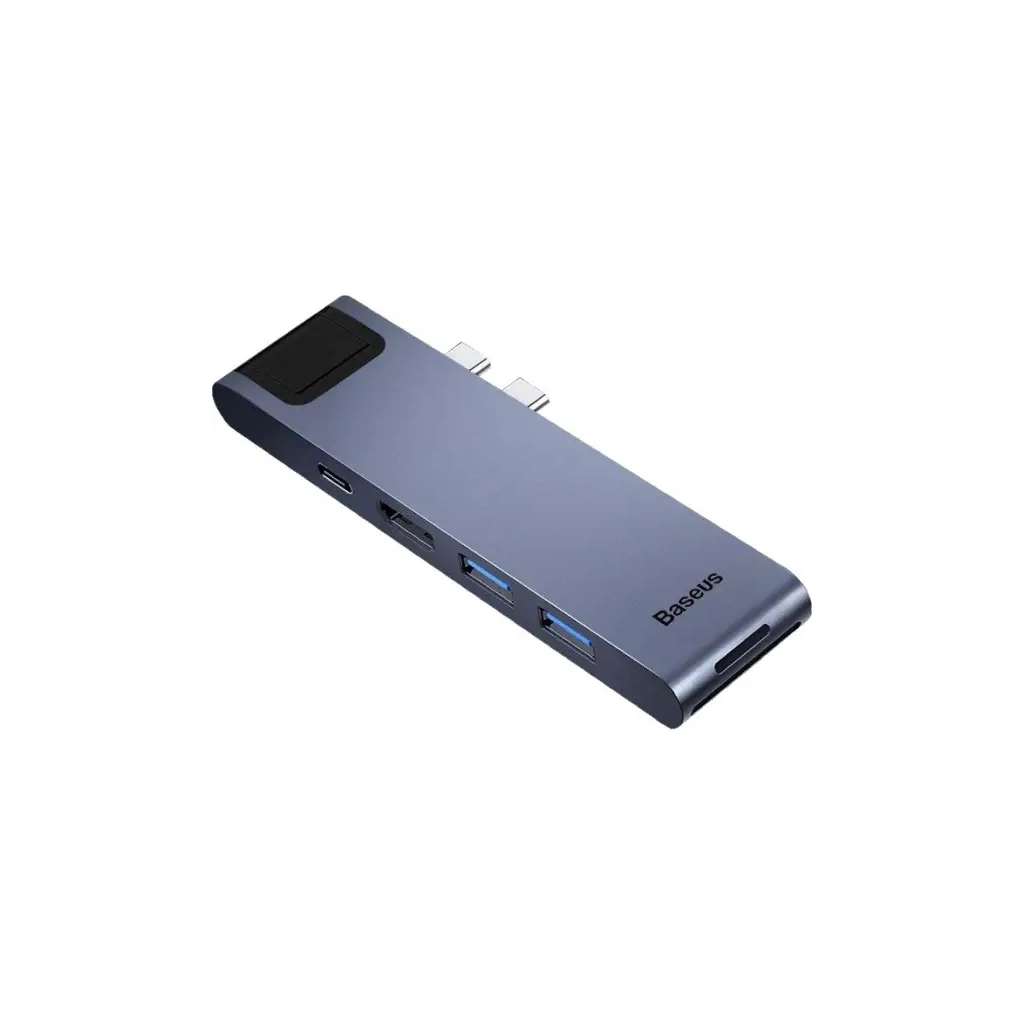 Концентратор Baseus USB-C Thunderbolt 7-in-1 2xUSB 3.0 + 1xUSB-C PD + HDMI 4K60Hz + SD/TF + 1xRJ45 1000Mbps gray (CAHUB-L0G) - фото 1
