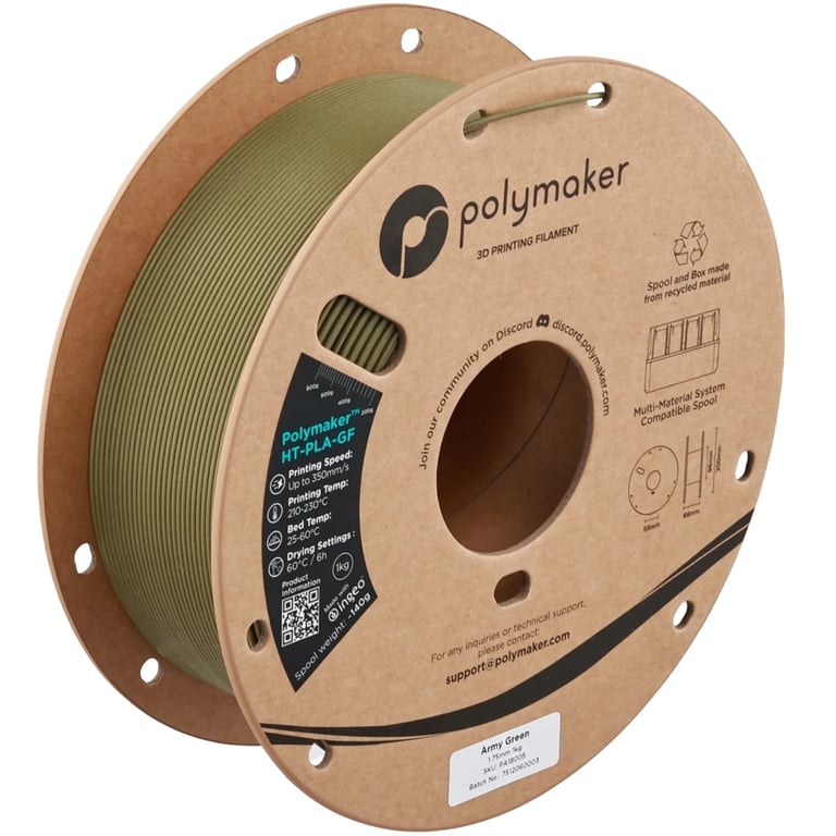 Пластик для 3D-принтера Polymaker HT-PLA-GF 1,75mm 1kg ARMY GREEN (PA18005) - фото 1