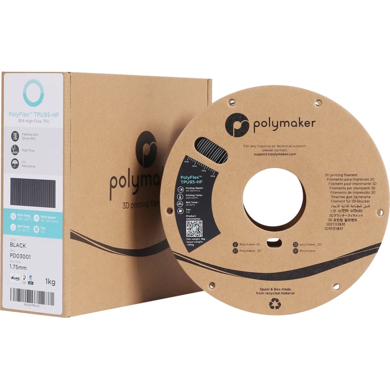 Пластик для 3D-принтера Polymaker TPU-95A HIGH SPEED 1,75mm 1kg BLACK (PD03001) - фото 2