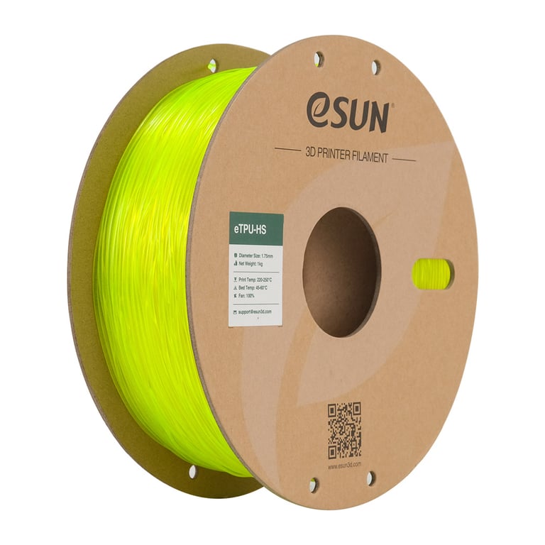 Пластик для 3D-принтера eSUN TPU HIGH SPEED 1,75mm 1kg FLUORES YELLOW (TPU-HS175F-Y1P1) - фото 1