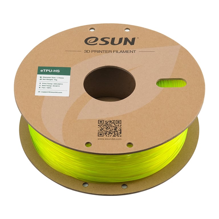 Пластик для 3D-принтера eSUN TPU HIGH SPEED 1,75mm 1kg FLUORES YELLOW (TPU-HS175F-Y1P1) - фото 2
