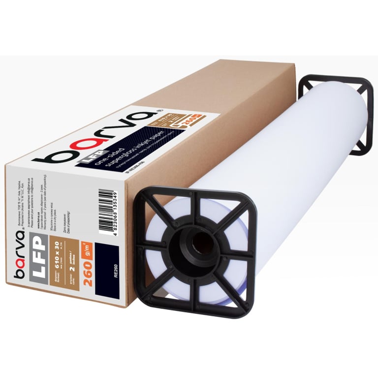 Папір Barva 24"/610 мм, 260 г/м2, super gloss, 30 м LFP (IP-RE260-456) - фото 1