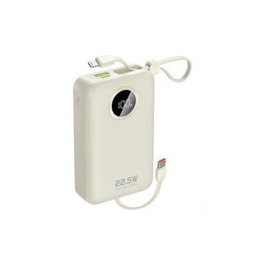 Батарея універсальна Dudao 20000mAh K14+ 22.5W, PD, QC, USB-A, USB-C(In/Out), with built-in USB-C/Lightning cables, White (6977196680023) - фото 1