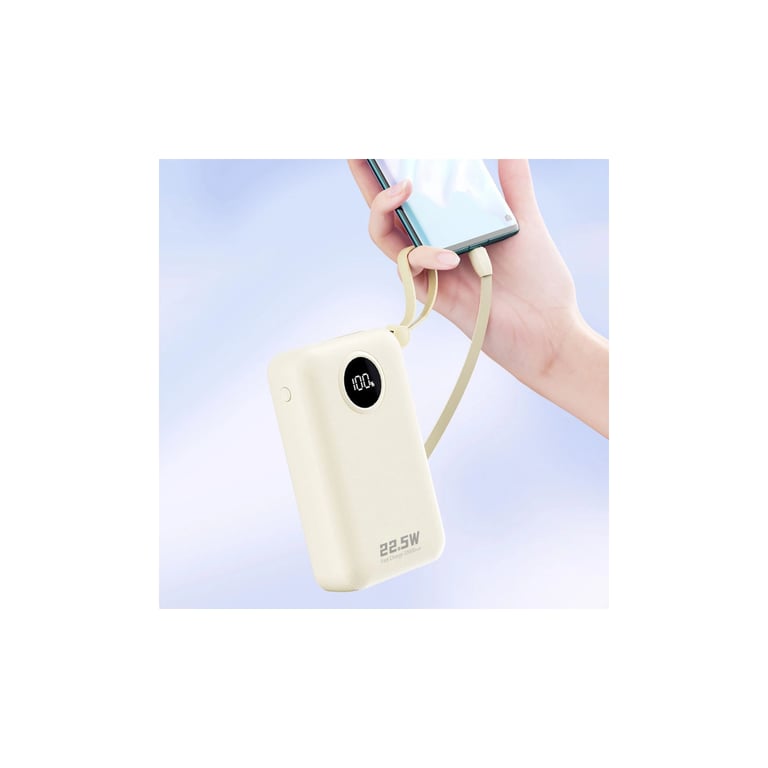 Батарея універсальна Dudao 20000mAh K14+ 22.5W, PD, QC, USB-A, USB-C(In/Out), with built-in USB-C/Lightning cables, White (6977196680023) - фото 4