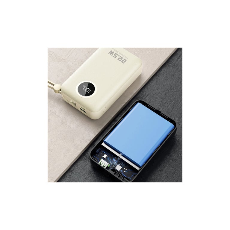 Батарея універсальна Dudao 20000mAh K14+ 22.5W, PD, QC, USB-A, USB-C(In/Out), with built-in USB-C/Lightning cables, White (6977196680023) - фото 8