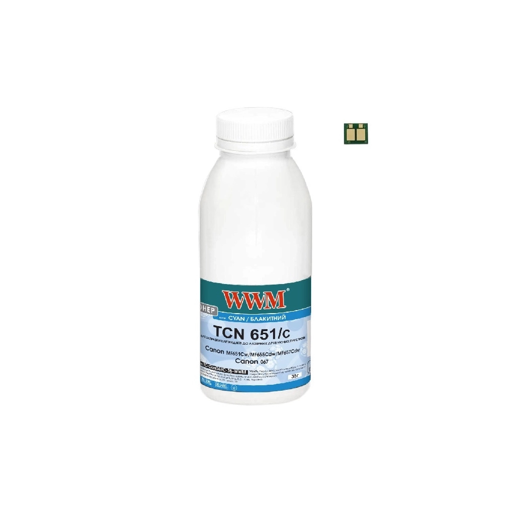 Тонер Canon MF651Cw/MF655Cdw/MF657Cdw, Canon 067 35г Cyan chip WWM (TC-Can067C-35-WWM) - фото 1 Тонер Canon MF651Cw/MF655Cdw/MF657Cdw, Canon 067 35г Cyan chip WWM (TC-Can067C-35-WWM) - фото 1