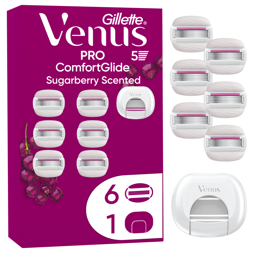 Змінні касети Gillette Venus PRO ComfortGlide Sugarberry Scented 6 шт. + Чохол (8700216969253) - фото 1