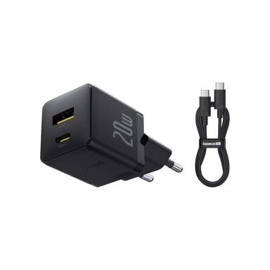 Зарядний пристрій Baseus 1xUSB-C PD20W + 1xUSB + cable USB-C to USB-C white (P10111608113-01) - фото 1