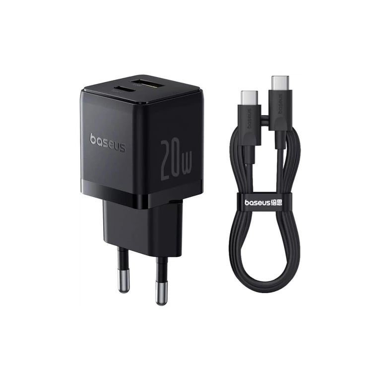 Зарядний пристрій Baseus 1xUSB-C PD20W + 1xUSB + cable USB-C to USB-C white (P10111608113-01) - фото 3