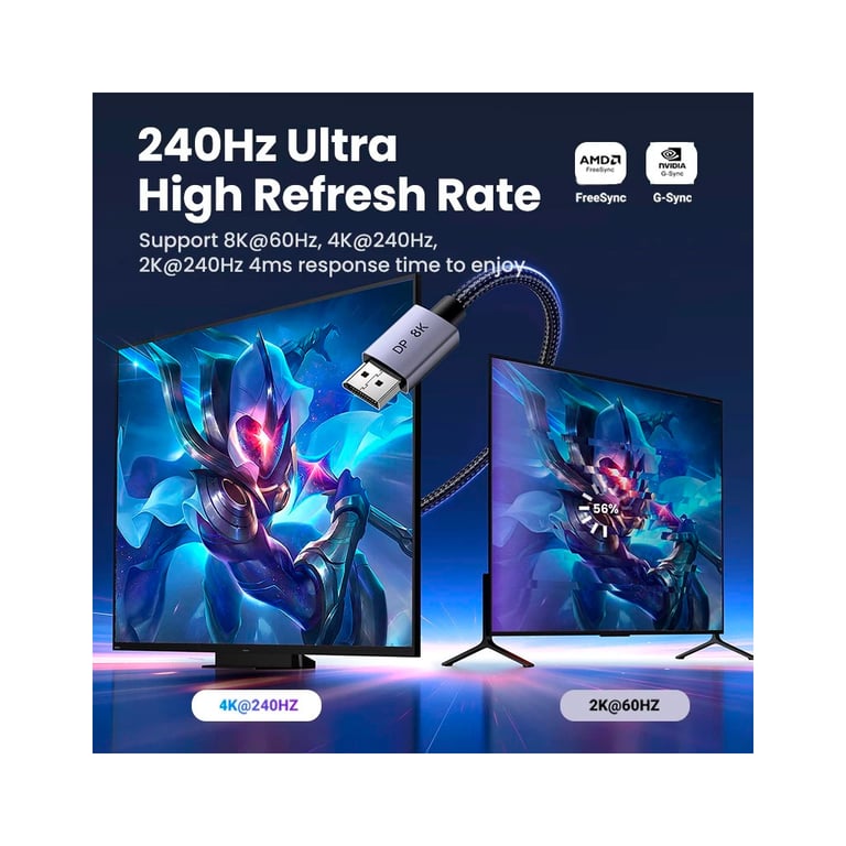 Кабель мультимедійний DisplayPort M to DisplayPort M 2.0m V1.4 8K60Hz DP120 black Ugreen (25905) - фото 4
