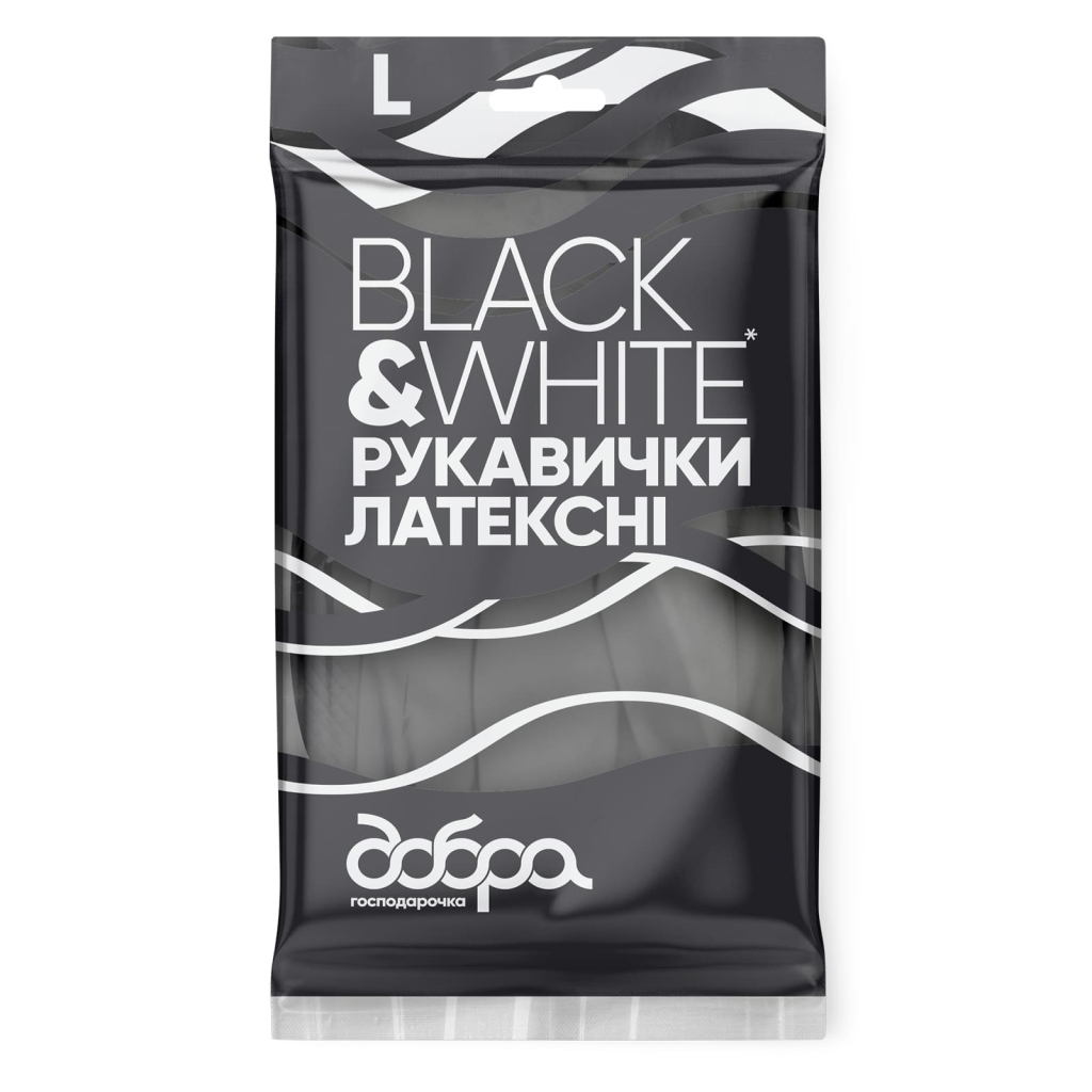 Рукавички господарські Добра Господарочка Black&White Латексні Розмір L (4820086523813) - фото 1