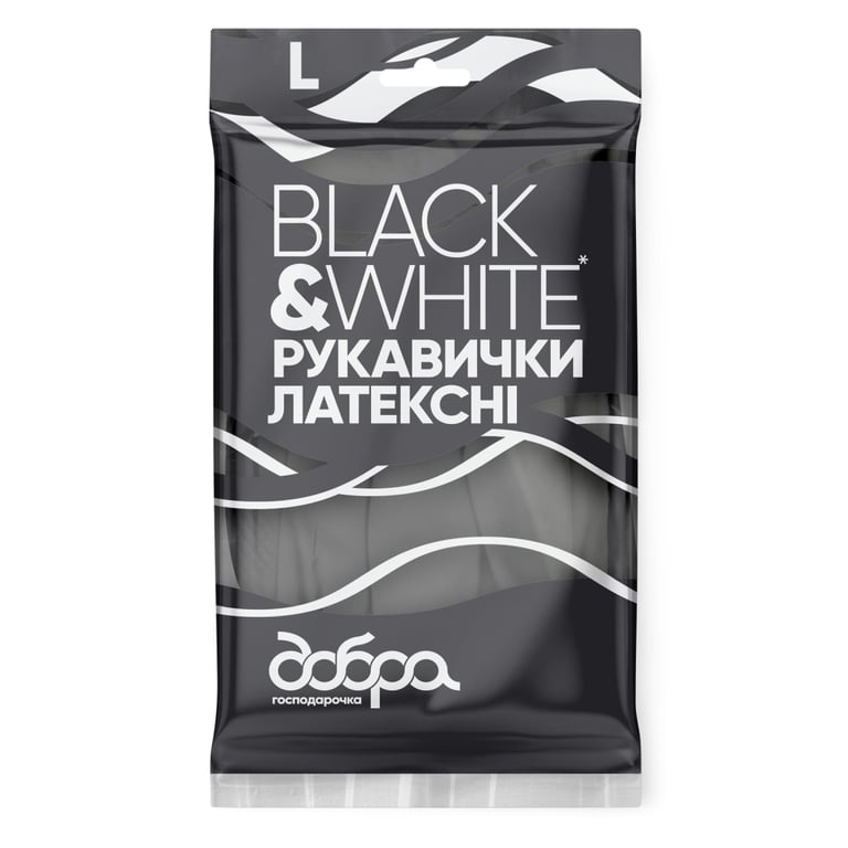 Рукавички господарські Добра Господарочка Black&White Латексні Розмір S (4820086523790) - фото 1