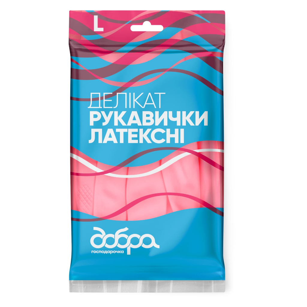 Рукавички господарські Добра Господарочка Латексні Делікат Розмір L (4820086523691) - фото 1
