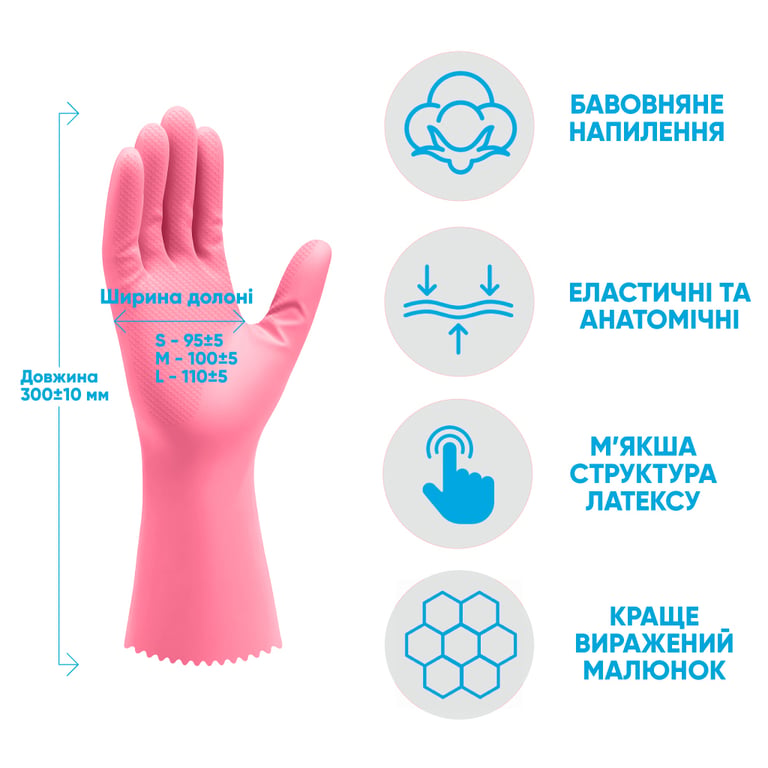 Рукавички господарські Добра Господарочка Латексні Делікат Розмір S (4820086523677) - фото 3