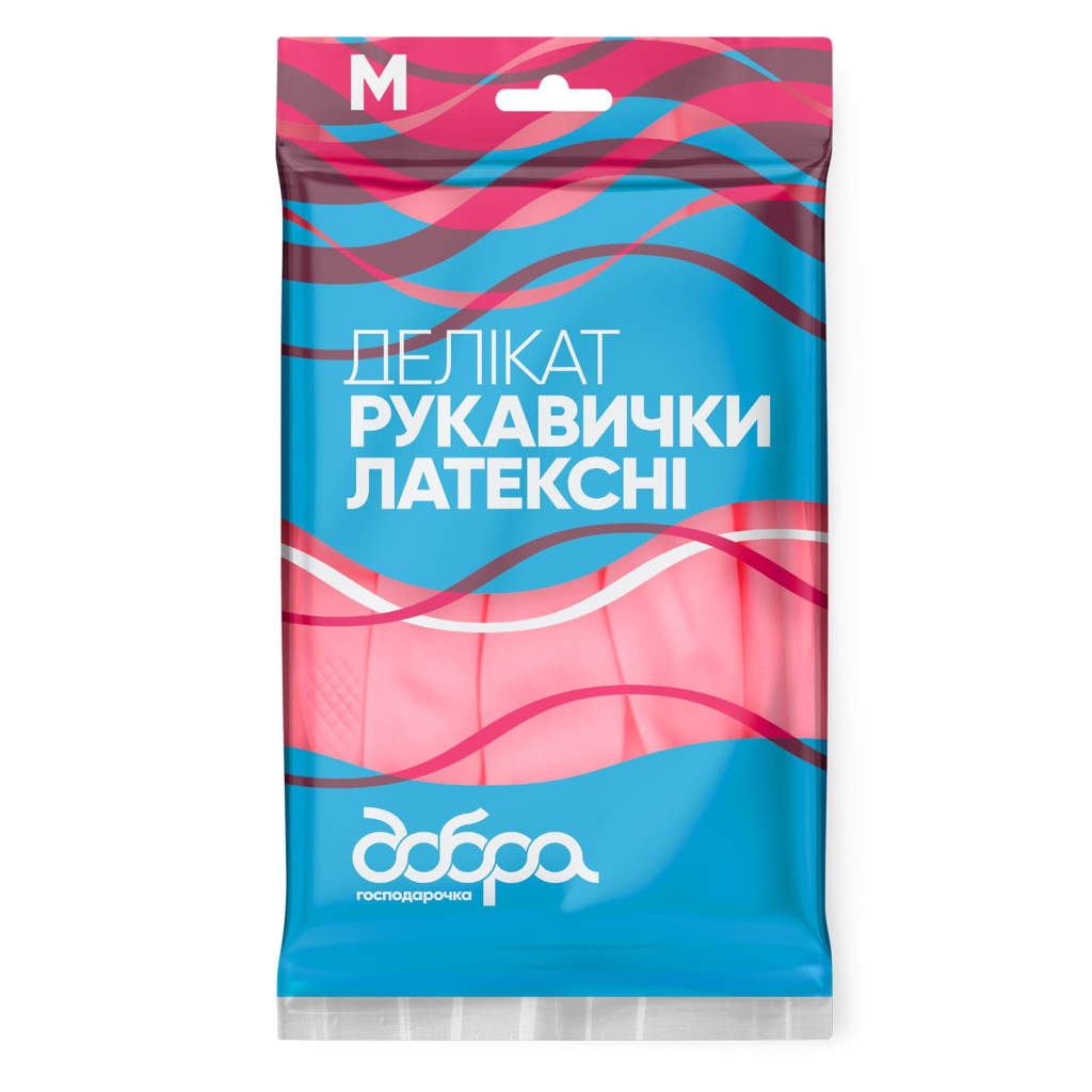 Рукавички господарські Добра Господарочка Латексні Делікат Розмір M (4820086523684) - фото 1