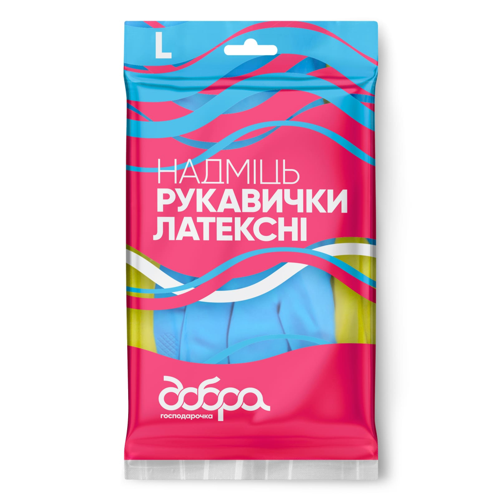 Рукавички господарські Добра Господарочка Латексні Надміць Розмір L (4820086523783) - фото 1