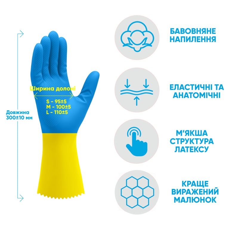 Рукавички господарські Добра Господарочка Латексні Надміць Розмір S (4820086523769) - фото 3