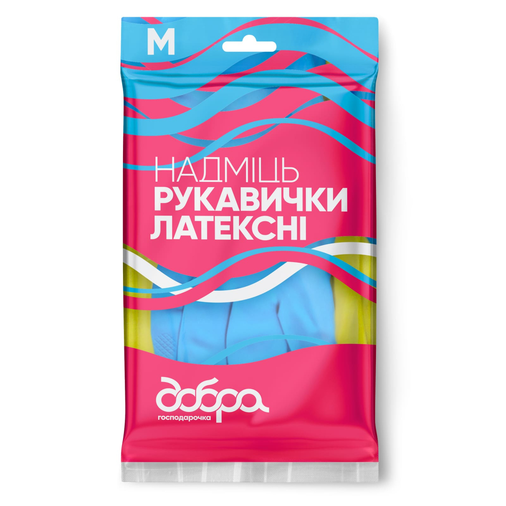 Рукавички господарські Добра Господарочка Латексні Надміць Розмір M (4820086523776) - фото 1