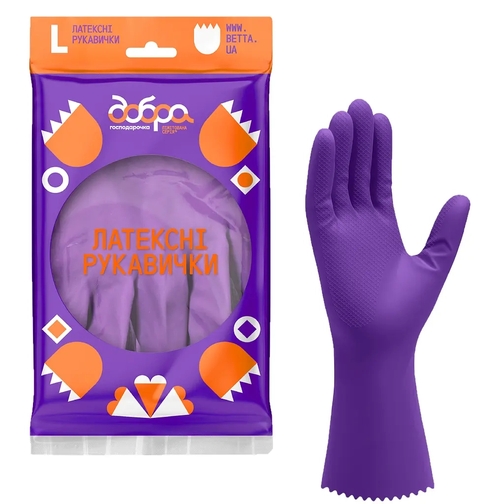 Рукавички господарські Добра Господарочка Латексні Колекція Вибійка Розмір L (4820086523721) - фото 1