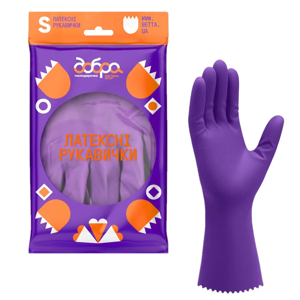 Рукавички господарські Добра Господарочка Латексні Колекція Вибійка Розмір S (4820086523707) - фото 1