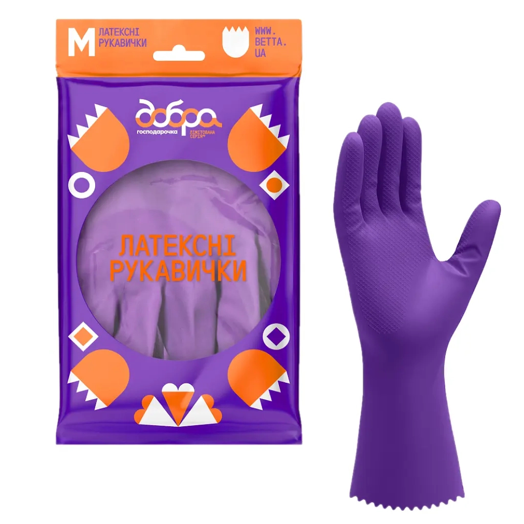 Рукавички господарські Добра Господарочка Латексні Колекція Вибійка Розмір M (4820086523714) - фото 1