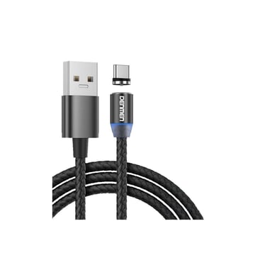 Дата кабель USB 2.0 AM to USB-C magnetic black Denmen (DN-D09T-BK) - фото 1