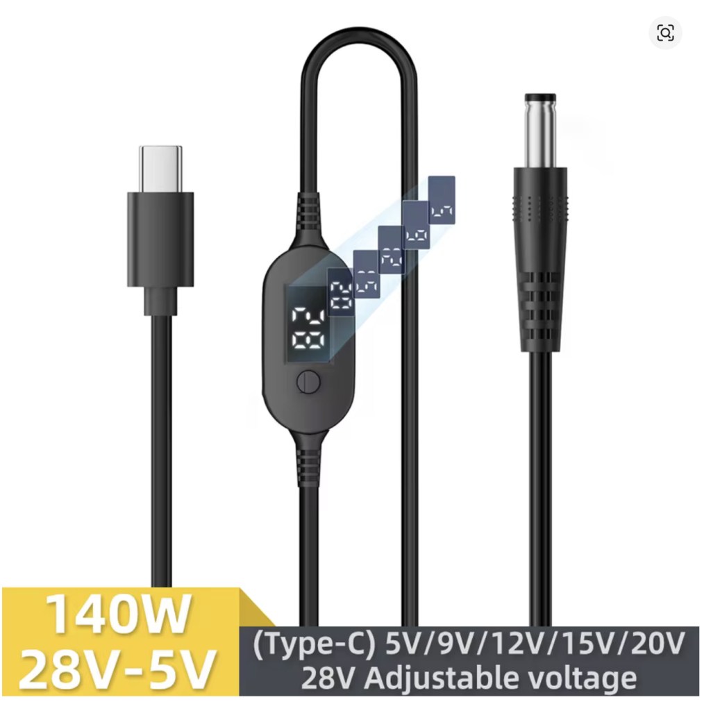 Кабель живлення USB-C to DC 5.5x2.5mm 1.0m 5V/9V/12V/15V/20V/28V 140W black XoKo (XK-K695) - фото 2 Кабель живлення USB-C to DC 5.5x2.5mm 1.0m 5V/9V/12V/15V/20V/28V 140W black XoKo (XK-K695) - фото 2