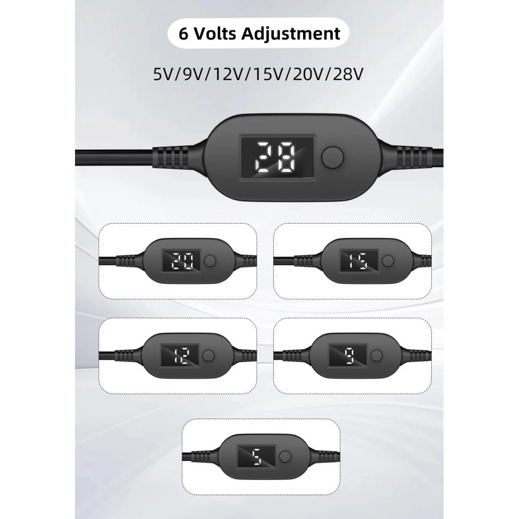 Кабель живлення USB-C to DC 5.5x2.5mm 1.0m 5V/9V/12V/15V/20V/28V 140W black XoKo (XK-K695) - фото 3 Кабель живлення USB-C to DC 5.5x2.5mm 1.0m 5V/9V/12V/15V/20V/28V 140W black XoKo (XK-K695) - фото 3