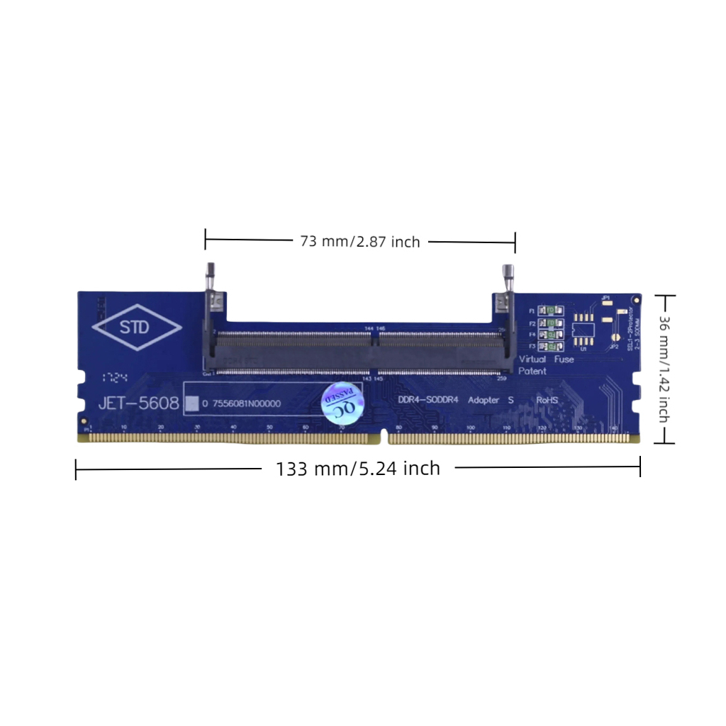 Конвертор Dynamode DDR4 Laptop SO-DIMM to Desktop DIMM RAM Memory (DM-DDR4-DIMM-Converter) - фото 4 Конвертор Dynamode DDR4 Laptop SO-DIMM to Desktop DIMM RAM Memory (DM-DDR4-DIMM-Converter) - фото 4