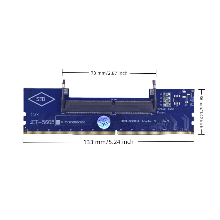 Конвертор Dynamode DDR4 Laptop SO-DIMM to Desktop DIMM RAM Memory (DM-DDR4-DIMM-Converter) - фото 4