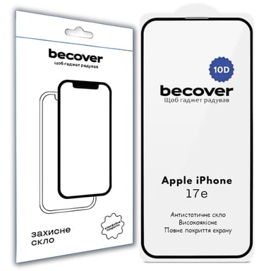 Скло захисне BeCover 10D Apple iPhone 17e Black (715142) - фото 1