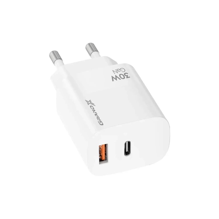 Зарядний пристрій Grand-X GaN 1xUSB-C + 1xUSB QC3.0 36W white (CH-360W) - фото 4