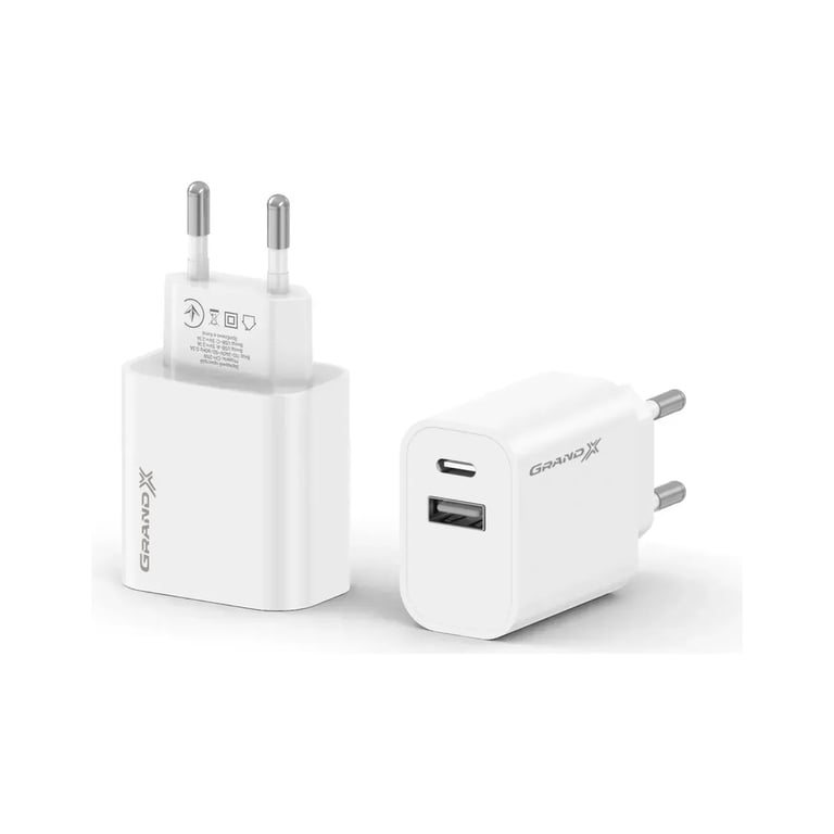 Зарядний пристрій Grand-X 1xUSB-C + 1xUSB 21W OCP white (CH-21W) - фото 2